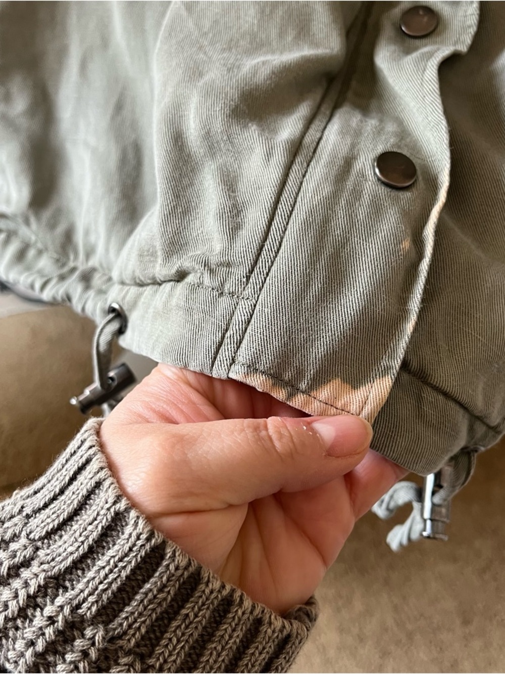 Rails Sage Drawstring Military Style Utility Jacket Sz L | Rails Collins - Picture 5 of 9